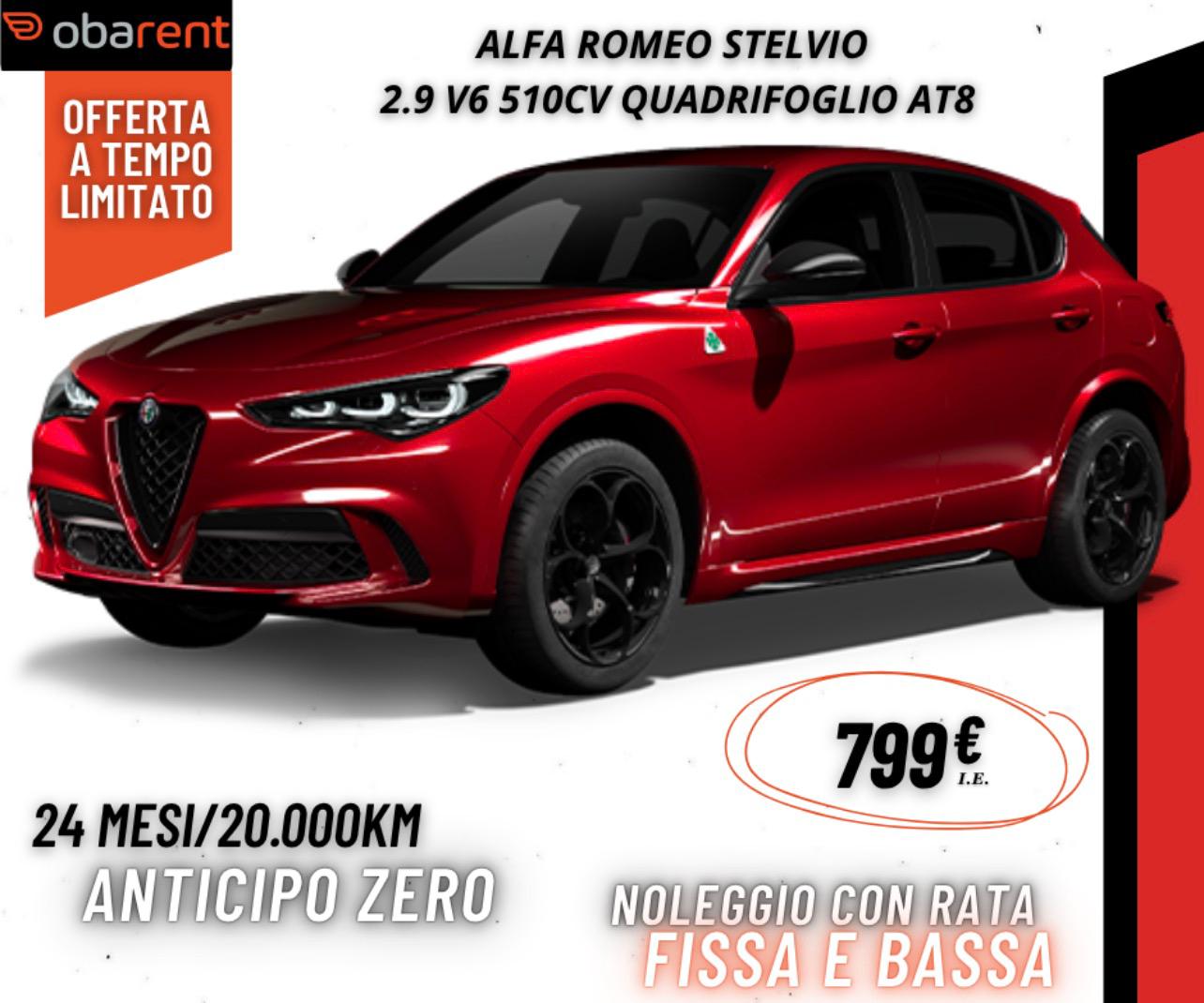 Alfa Romeo Stelvio 2.9 510CV Quadrifoglio AT8 – Prestazioni da Super SUV | Noleggio / Vendita